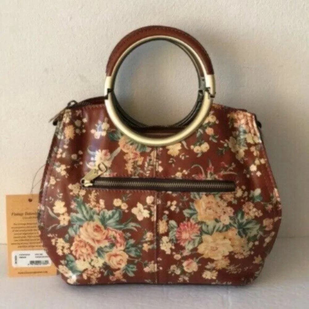 Patricia Nash Aria Handbag Leath Vintage Botanical Garden Floral Crossbody